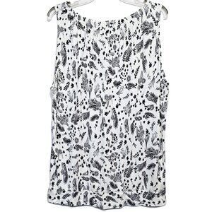 LOFT Navy Blue & White Floral Sleeveless Top - Size XL